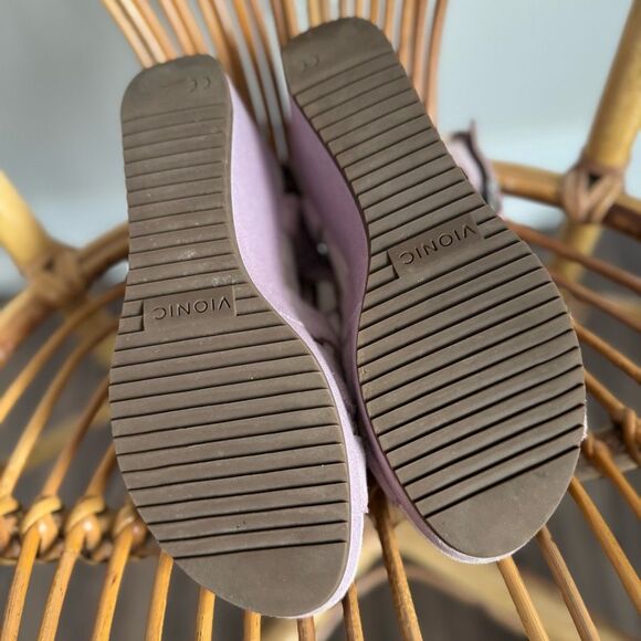 Vionic Purple Suede Wedge Sandals Size 7 - Picture 7 of 8